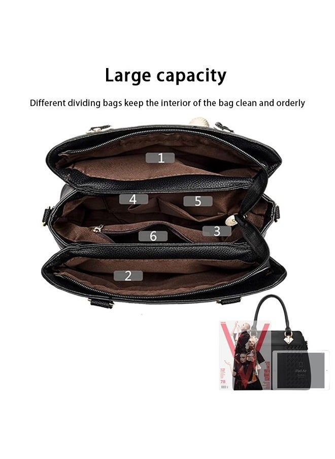Arabest Multi-purpose PU Leather Female Fashion luxury ladies Shoulder Big Purses and Handbags for Office Travel Occation(Grey)  - Image 2
