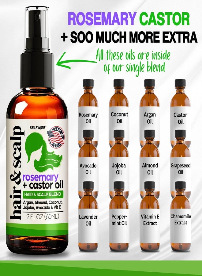 SELFWISE Organic Rosemary Oil For Hair Growth with Castor, Argan, Coconut, Almond, Jojoba, Avocado, Grapeseed, Vitamin E, Lavender & Peppermint for Hair & Scalp Treatment, All Hair Types, Men & Women 2oz - Image 2