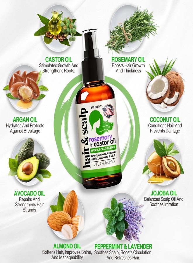 SELFWISE Organic Rosemary Oil For Hair Growth with Castor, Argan, Coconut, Almond, Jojoba, Avocado, Grapeseed, Vitamin E, Lavender & Peppermint for Hair & Scalp Treatment, All Hair Types, Men & Women 2oz - Image 4