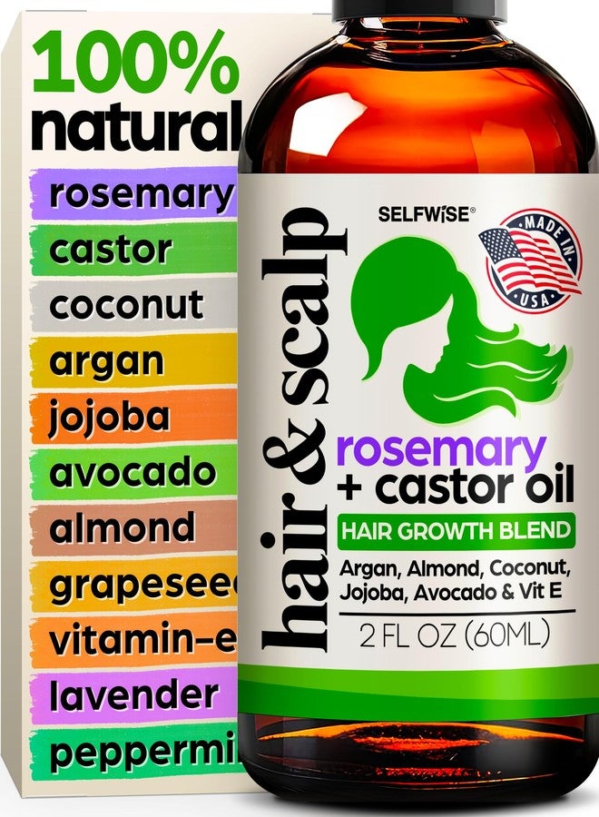 SELFWISE Organic Rosemary Oil For Hair Growth with Castor, Argan, Coconut, Almond, Jojoba, Avocado, Grapeseed, Vitamin E, Lavender & Peppermint for Hair & Scalp Treatment, All Hair Types, Men & Women 2oz - Image 1