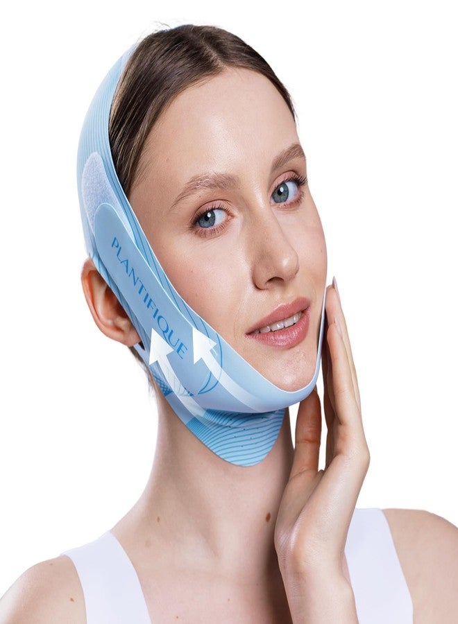 PLANTIFIQUE Chin Strap for Face Contouring - Reusable V Line Ice Silk Fabric Mask - Double Chin Shaping, Adjustable, Breathable Fabric - Jawline Shaper for Women & Men - Image 1