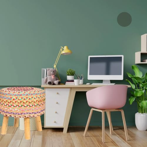 SUNBIRD Jute Puffy Stool for Living Room, Jute Ottoman Upholstered 2 Inch Foam Cushioned for Furniture Footrest Pouf Footstool for Office Home Decor,Multicolor - Image 3