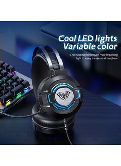 ماركة غير محددة Gaming Headset with Microphone, Lightweight Gaming Headphones for PS4 PS5 Xbox One PC with RGB Lights, PlayStation Headset with Noise Reduction 7.1 Surround Sound Over-Ear and Wired 3.5mm Jack，Self-  - Image 4