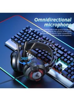 ماركة غير محددة Gaming Headset with Microphone, Lightweight Gaming Headphones for PS4 PS5 Xbox One PC with RGB Lights, PlayStation Headset with Noise Reduction 7.1 Surround Sound Over-Ear and Wired 3.5mm Jack，Self-  - Image 5