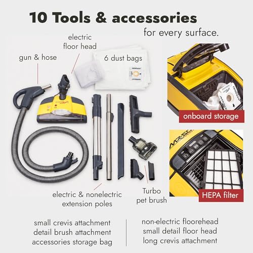 Vapamore MR-500 Vento Canister Vacuum, Professional-Grade Vacuum System with Turbo Pet Brush, Adjustable Suction, Extended Reach and 26’ Power Cord - Image 5