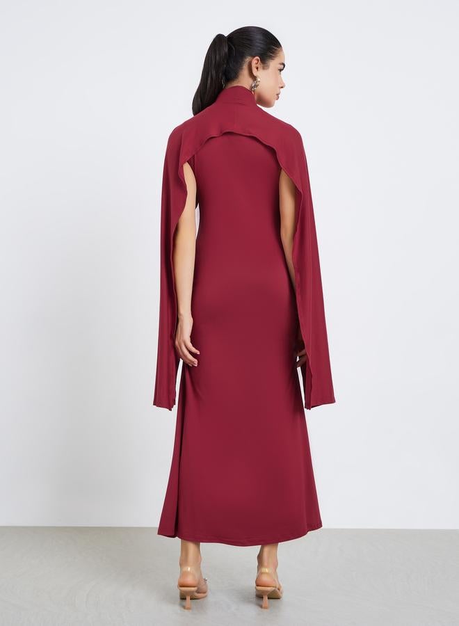 ستايلي فستان سهرة ميدي بعباءة صلبة - Image 5