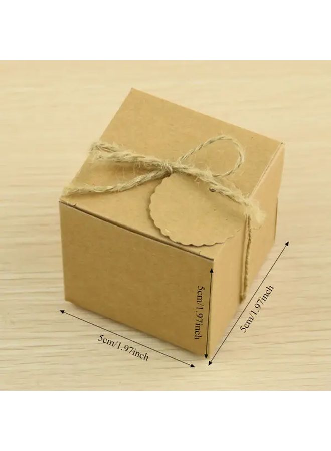 5x5 White Cardboard Wedding Candy Boxes with Rounded Corners Ribbon Bow Bulk 50pcs for Wedding Favors Party Treats Birthday Corporate Events Vintage Style Flat Lid for Chocolates Truffles Small Gifts - Image 3