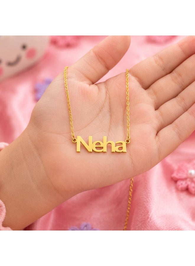 NENOUSH Baby Girl Name Necklace | Balloon Font Letter Pendant Chain 30cm | Gold Tone Jewelry for Baby Girls | Fashion Necklace | Daily Wear | Party Wear - Image 3