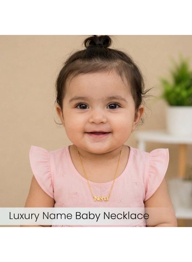 NENOUSH Baby Girl Name Necklace | Balloon Font Letter Pendant Chain 30cm | Gold Tone Jewelry for Baby Girls | Fashion Necklace | Daily Wear | Party Wear - Image 2