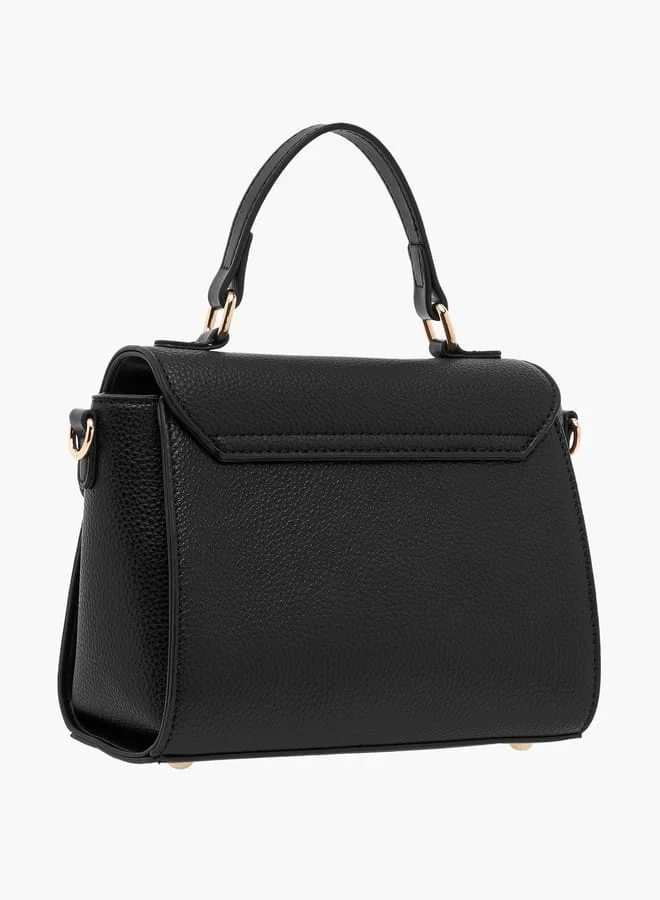 Flora Bella By Shoexpress Women Monogram Print Satchel Bag with Grab Handle and Button Closure