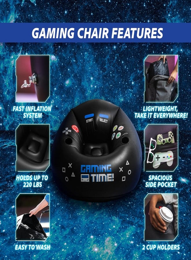 FranFusion Inflatable Gaming Chair for Kids & Teens with Cup Holders and Side Pocket - This Air Gaming Bean Bag Chairs for kids is The Perfect Furniture for Gamer Room Decor - Perfect Gaming Stuff for boys 4-12 - Image 4