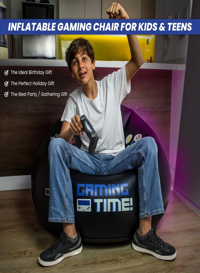 FranFusion Inflatable Gaming Chair for Kids & Teens with Cup Holders and Side Pocket - This Air Gaming Bean Bag Chairs for kids is The Perfect Furniture for Gamer Room Decor - Perfect Gaming Stuff for boys 4-12 - Image 3