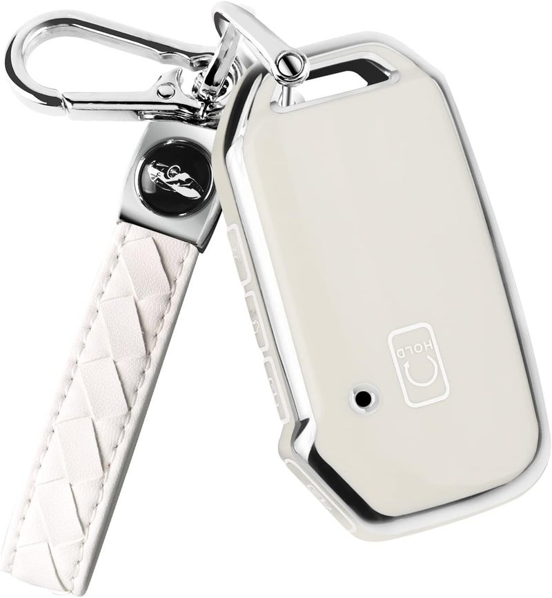 QBUC for Kia Key Fob Cover, TPU Key Shell with Leather Lanyard Suitable for Forte Sportage Soul K5 Telluride Remote/Smart Key - Image 1