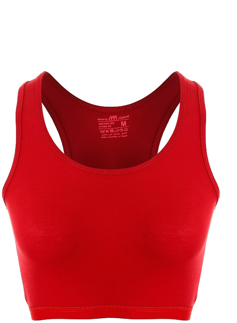 Mesery Mesery  Full Coverage Non-wired Cross Back Sportive Bra-Red