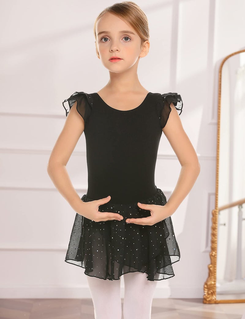 Arshiner Girls Ruffle Sleeve Ballet Dance Dress Crisscross Back Tutu Skirted Leotard - Image 3