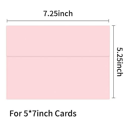 Ouzoustate 100 Packs Pink 5x7 Envelopes, A7 Envelopes for Card Invitation Wedding Birthday Party Baby Shower - Image 2