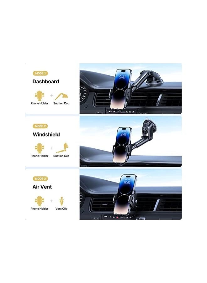 Miracase - 2023 New Generation】Car Phone Holder, Long Arm Phone Holder Car for Dashboard Windshield Air Vent【Heat-Resistant Strong Suction Cup】Car Mobile Holder Compatible with All Smartphones - Image 1