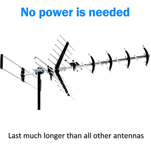 Five Star Outdoor HDTV Antenna up to 200 Mile Long Range, Attic or Roof Mount, Digital OTA Antenna for 4K 1080P VHF UHF Supports 4 TVs Installation Kit & J Mount, ATSC 3.0 Ready - Image 3