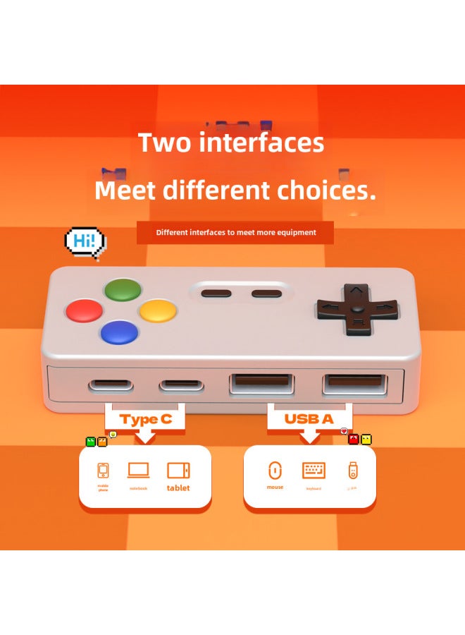 Ritual Creative Personality Cartoon Game Model Hub Four-in-one Multi-port Expansion Mouse Keyboard U Disk Converter Connector - Image 3