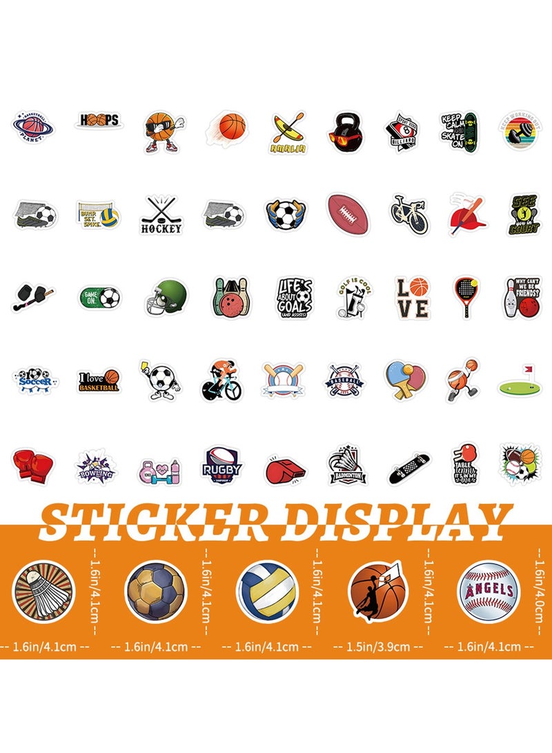 100 قطعة من ملصقات الرياضة، ملصقات كرة القدم وكرة الطائرة والجولف وكرة السلة، ملصقات الكرة الرياضية لزجاجات المياه والكمبيوتر المحمول، ملصقات للأطفال المراهقين - Image 3