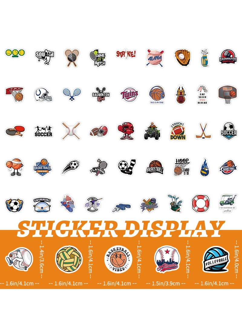 100 قطعة من ملصقات الرياضة، ملصقات كرة القدم وكرة الطائرة والجولف وكرة السلة، ملصقات الكرة الرياضية لزجاجات المياه والكمبيوتر المحمول، ملصقات للأطفال المراهقين - Image 4