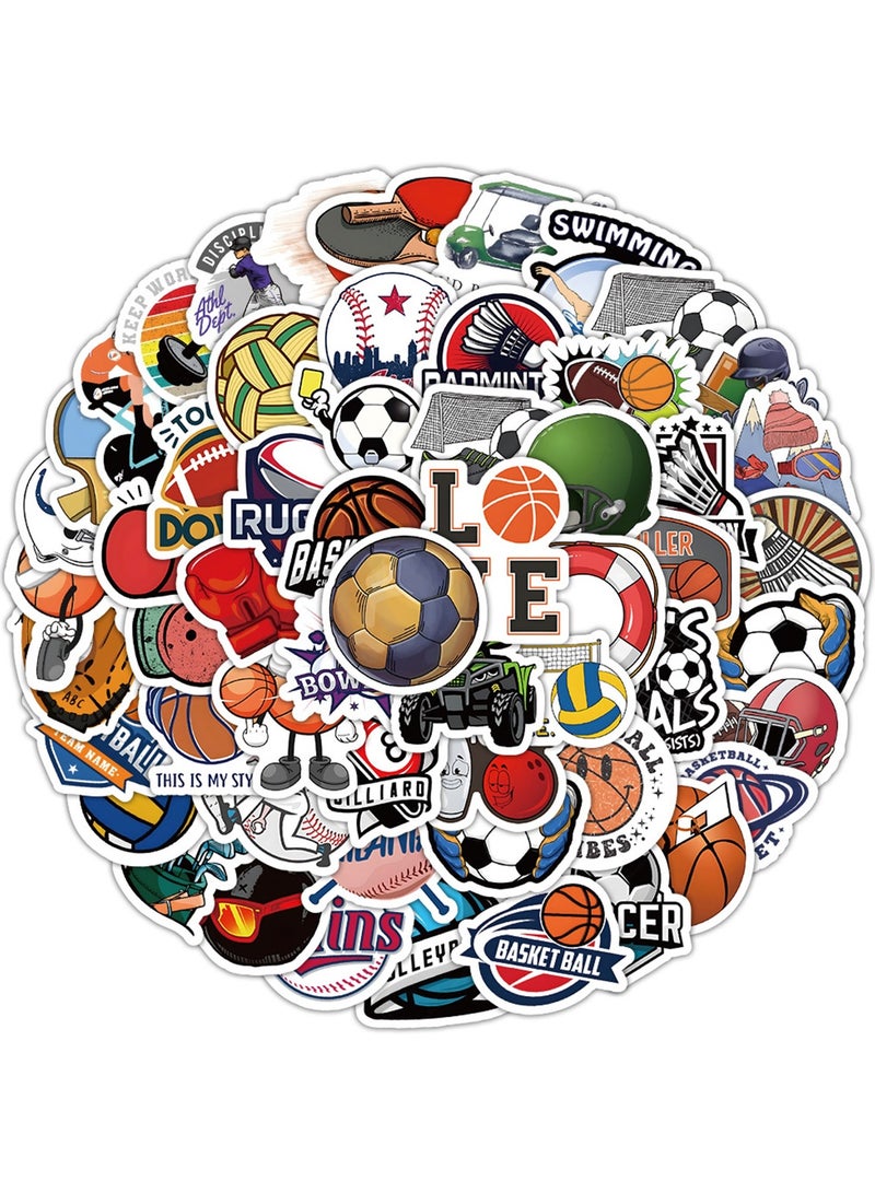 100 قطعة من ملصقات الرياضة، ملصقات كرة القدم وكرة الطائرة والجولف وكرة السلة، ملصقات الكرة الرياضية لزجاجات المياه والكمبيوتر المحمول، ملصقات للأطفال المراهقين - Image 5