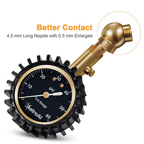 AstroAI مقياس ضغط الإطارات AstroAI 0-60 PSI، مقياس إطارات كبير 2" سهل القراءة مع قرص مضيء، دقيق ومعتمد ANSI B40.1، متوافق مع الدراجات، السيارات، SUV، الشاحنات والدراجات النارية - Image 5