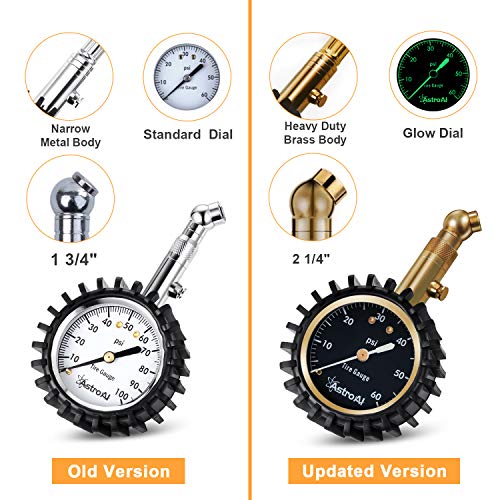 AstroAI مقياس ضغط الإطارات AstroAI 0-60 PSI، مقياس إطارات كبير 2" سهل القراءة مع قرص مضيء، دقيق ومعتمد ANSI B40.1، متوافق مع الدراجات، السيارات، SUV، الشاحنات والدراجات النارية - Image 3