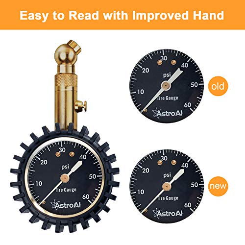 AstroAI مقياس ضغط الإطارات AstroAI 0-60 PSI، مقياس إطارات كبير 2" سهل القراءة مع قرص مضيء، دقيق ومعتمد ANSI B40.1، متوافق مع الدراجات، السيارات، SUV، الشاحنات والدراجات النارية - Image 4