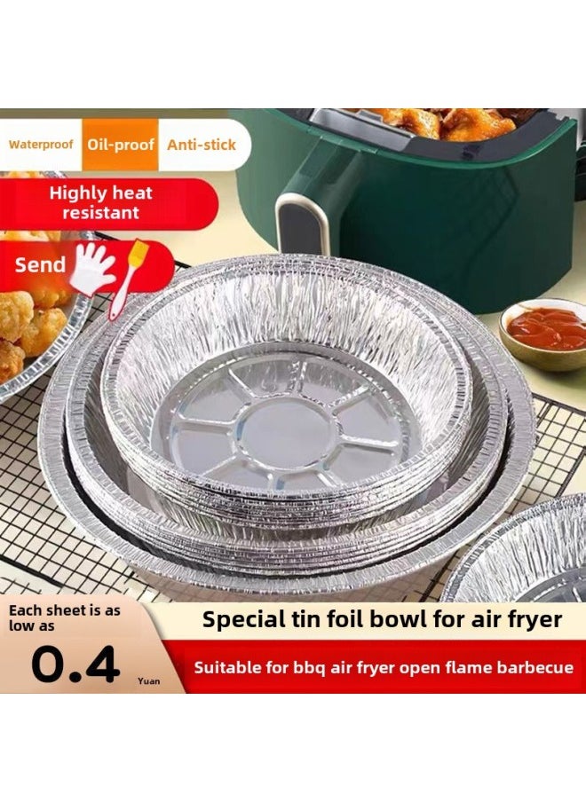Generic - Air Fryer Special Bowl Paper Oven Plate High Temperature Baking Bowl Baking Pan Baking Tools Aluminum Foil Baking Bowl Tin-Specifications: 20 Pieces + Free Oil Brush Gloves-Capacity:8inch  188% Thickened - Image 1