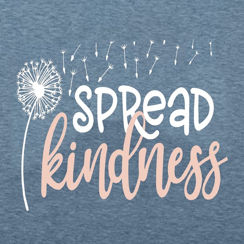 Bealatt Spread Kindness T Shirt for Women Summer Dandelion Graphic Tees Casual Funny Sayings Letter Printed Cute Shirts Tops-Blue M - Image 4