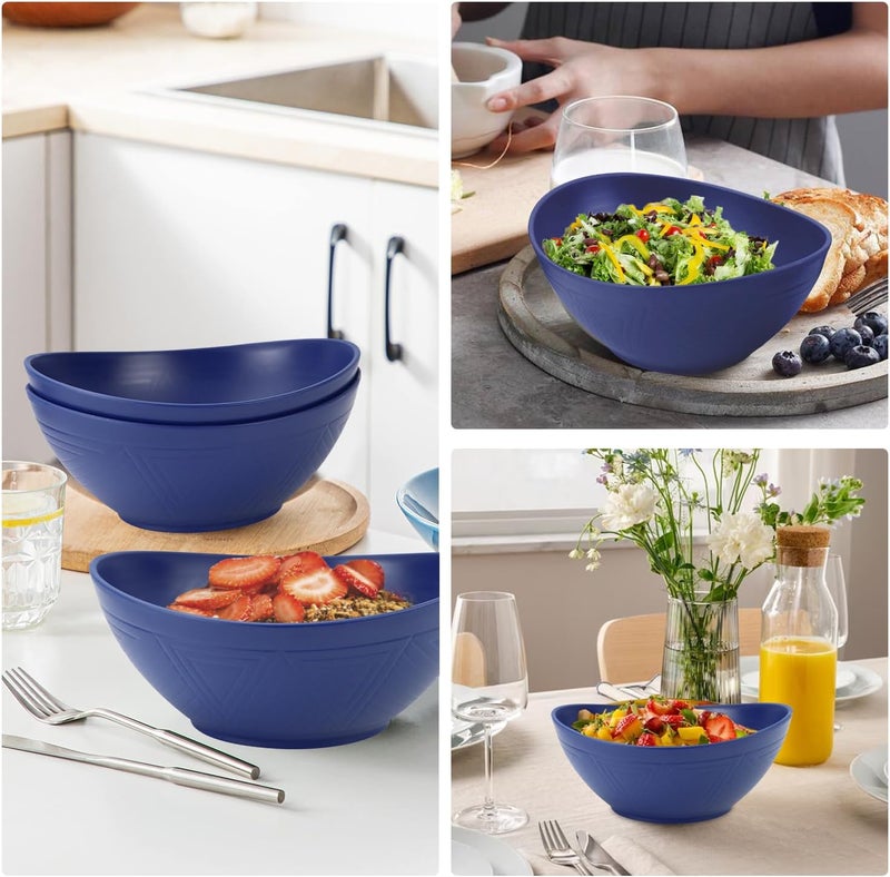 Wrova 65oz Large Salad Bowls Deep Blue  Wheat Straw Serving Bowls Set of 4  Unbreakable Serving Bowls Dishware  Microwave Safe  BPA Free Bowl for kitchencamping - Image 4