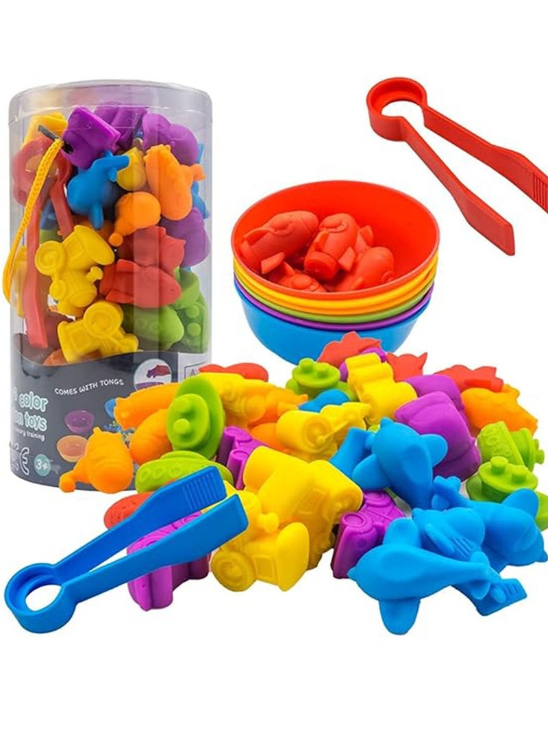 Arabest لعبة العد المطابقة من عربست، ألعاب فرز مع أكواب فرز، تصنيف الألوان وتدريب الحواس مجموعة تعليمية للأطفال في مرحلة ما قبل المدرسة هدية للأطفال من عمر 3 سنوات فما فوق (نقل) - Image 1