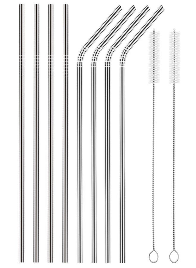 Fancyku Stainless Steel Straws for Drinking with Brushes (4 Bent + 4 Straight + 2 Brushes) - Image 1