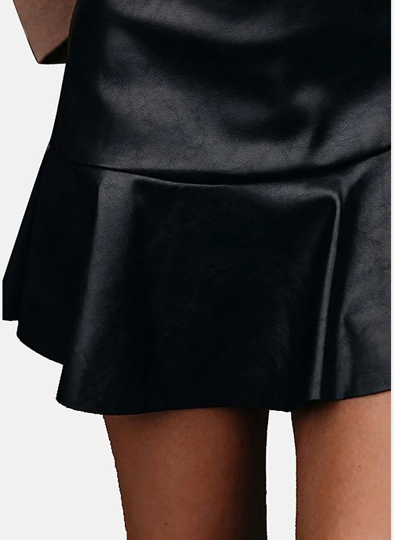 يونيكي Black A-Line Solid Mini Skirt