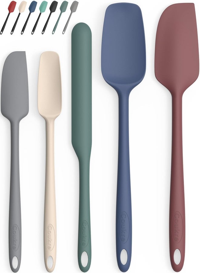 Coukre Silicone Spatula Set of 5,High Temperature Resistant, Food Grade Silicone, Dishwasher Safe, for Baking, Cooking (Pure Colorful A) - Image 1