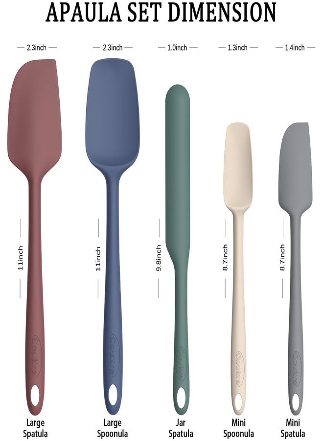 Coukre Silicone Spatula Set of 5,High Temperature Resistant, Food Grade Silicone, Dishwasher Safe, for Baking, Cooking (Pure Colorful A) - Image 3