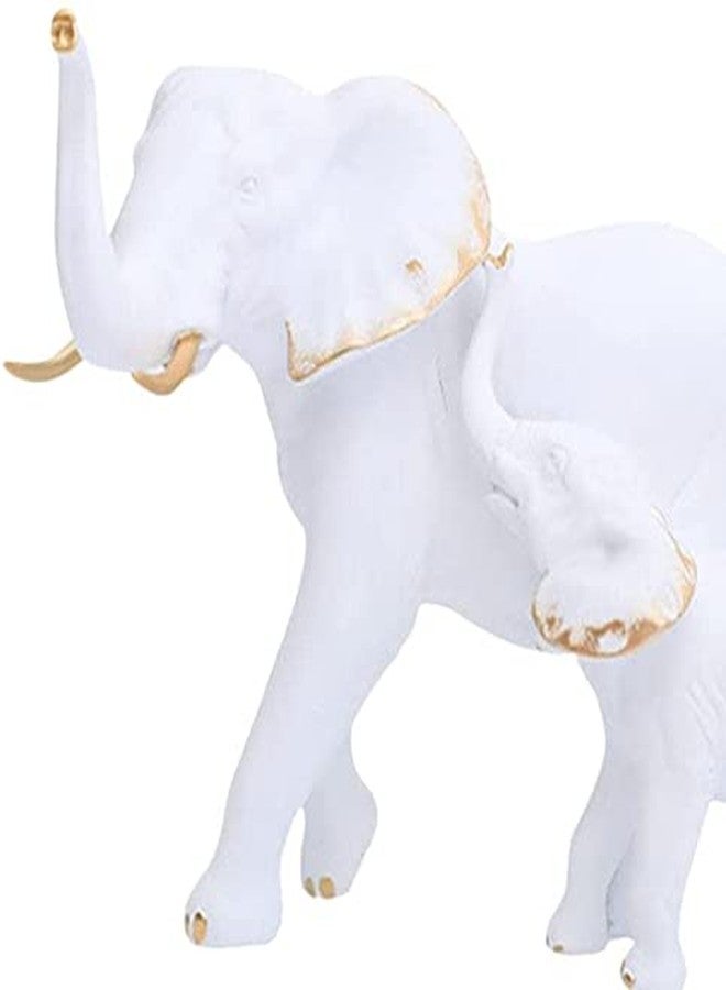 Joylern 1 Piece Elephant Statue Resin Elephant Figurine Animal Feng Shui Sculpture Animal Ornament for Home Office Wedding Decoration - White Gold Left - Image 2