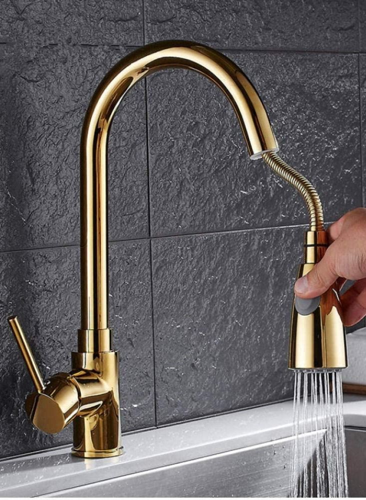 PuriPro Water Saving Kitchen Stainless Steel Pull Out Tap Faucet, Kitchen Sink Hot And Cold Water Faucet, Two-Way Sprayer, Single Handle Faucet, 360 Degree Rotating - Image 2