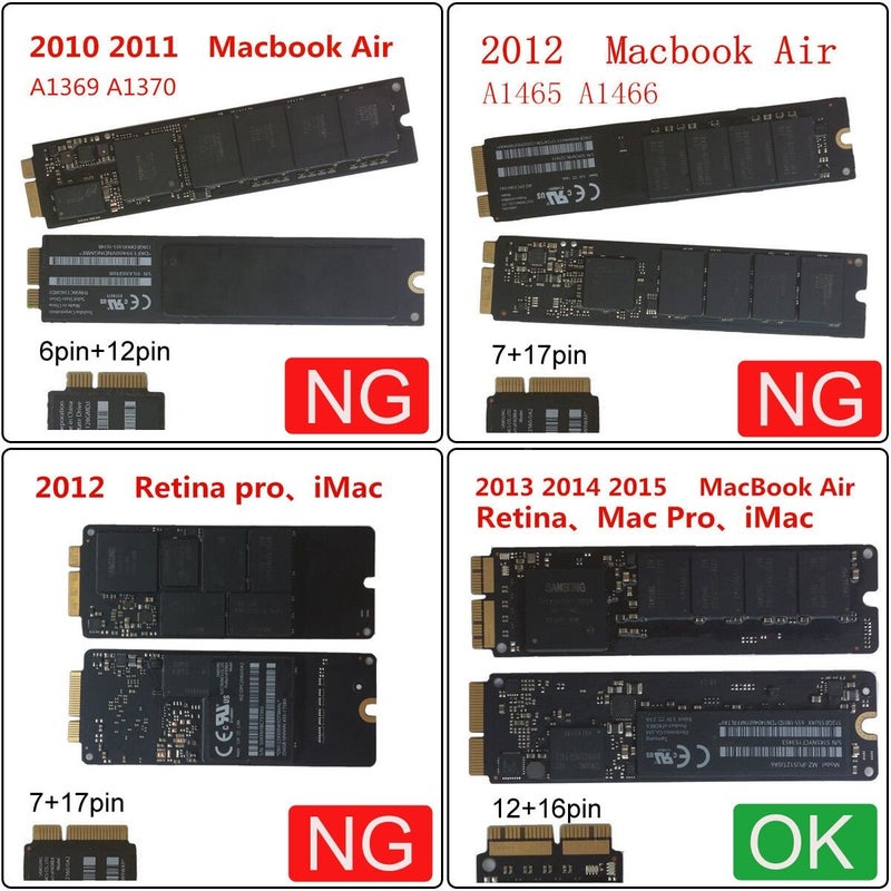 chenyang 12+16Pin MAC SSD to Motherboard M.2 NVME NGFF M-Key Convert Adapter Card for 2013 2014 2015 A1493 A1502 A1465 A1466 MAC Pro Air SSD - Image 4