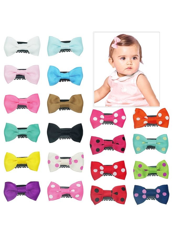 CellElection 20 Pack Handmade Tiny Hair Clips for Baby Fine Hair 1.75Inch Mini Grosgrain Ribbon Hair Bows Snap Hair Clips Barrettes Hair Accessories For Baby Girls Newborn Infant Toddlers - Image 1
