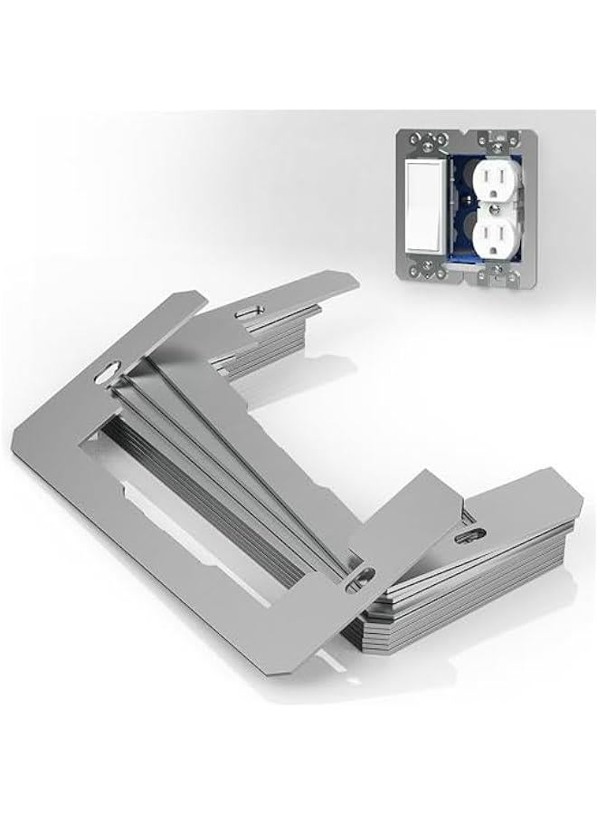 قطع تثبيت لوحات الحائط من جادجتزان، وعاء معدني لصندوق الكهرباء، منافذ كهربائية لتثبيت الجدران والجهاز والمفتاح، لوحة تسوية الجهاز باللون الفضي, 10 قطع - Image 1