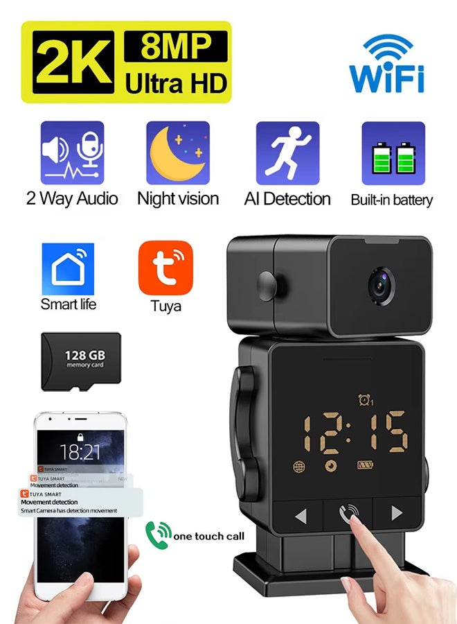 Generic Smart life Indoor Home Baby Monitor Cam Tuya 8MP WiFi Security Camera Built-In Battery Wireless CCTV video Surveillance camera,with 128G Card - Image 4