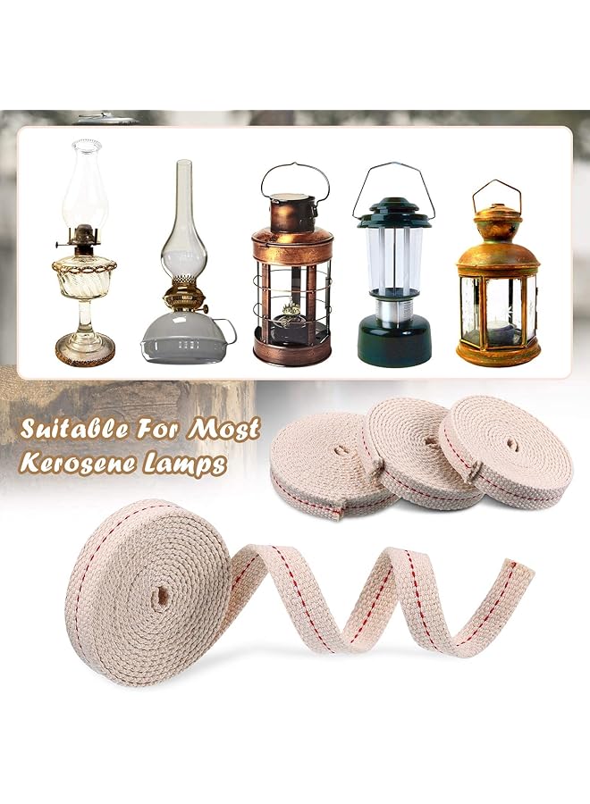 إيروريكس لفات من فتيل مصباح الزيت، فتائل مسطحة بديلة لمصباح الفانوس، فتائل زيت مخيطة، ملحقات موقد الشموع، مستلزمات مصباح الزيت، عبوات إعادة تعبئة فتيل الفانوس لمصابيح الزيت، مواقد الشموع، 32.5 قدم، أحمر، 6.5 قدم لكل منهما - Image 3