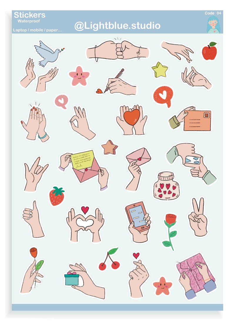 Boomah Accessories Set of 33-Pieces Cute Love Waterproof Vinyl Stickers , Laptop Vinyl Stickers , Mobile Vinyl Stickers, Heart Vinyl Stickers for Skateboard Guitar Travel Case Graffiti Vinyl Stickers Door Luggage Car Bike Bicycle for Kids Teens Girls , Adults, nursery, A5 size