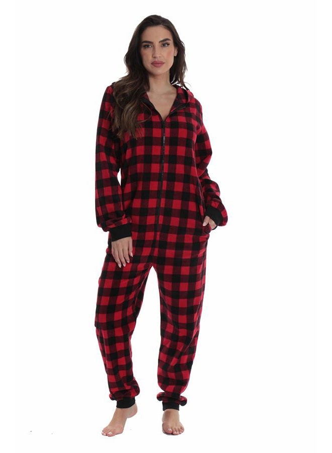 #followme Family Pajamas Buffalo Plaid Microfleece Womens Adult Onesie 6755-10195-XXL - Image 2