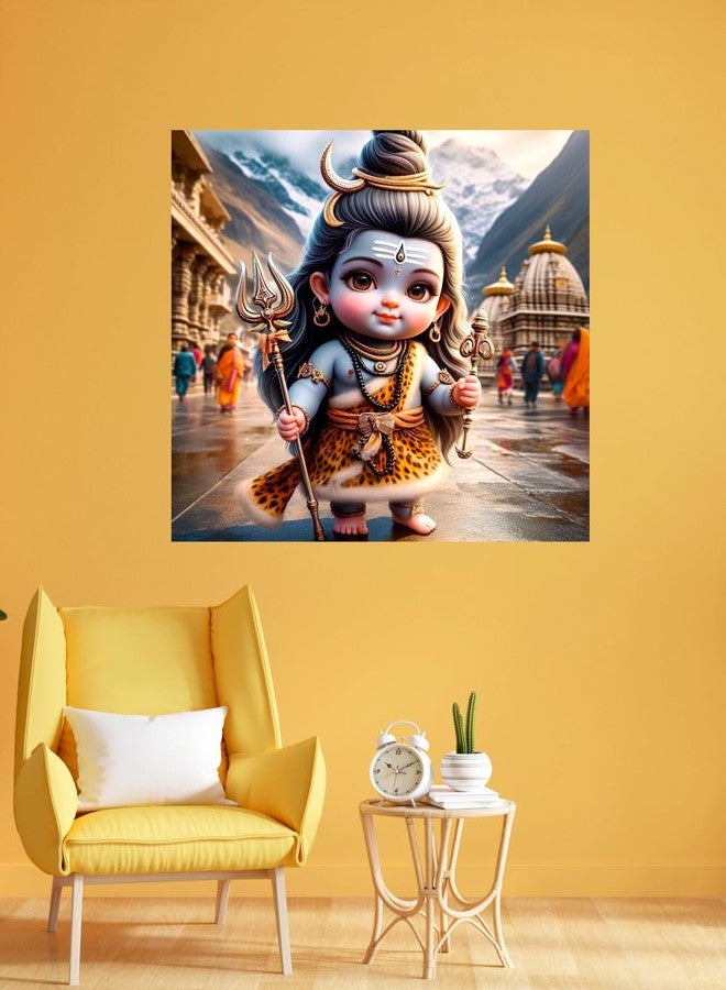 Akki World Lord Baby Shiv ji Wall Poster For Pooja Room, Kids Room, Living Room (Size - 45CM X 45CM) - Image 3