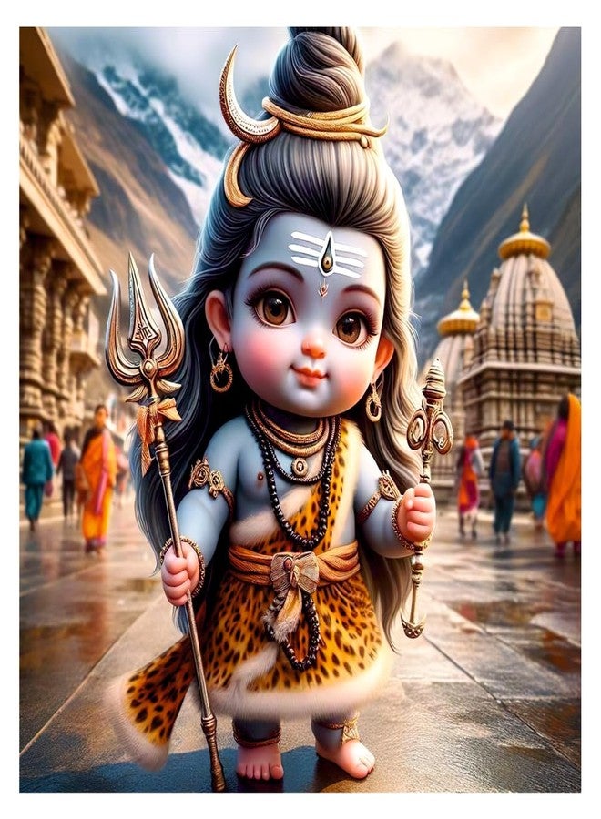 Akki World Lord Baby Shiv ji Wall Poster For Pooja Room, Kids Room, Living Room (Size - 45CM X 45CM) - Image 1