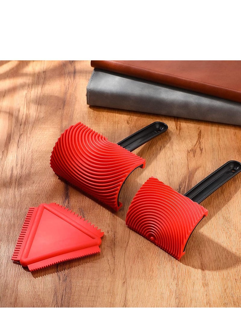 SYOSI Set Of 3 Wood Graining Set Graining Tool Set Diy Grain Painting Tool Wood Graining Painting Tool Set Rubber Empaistic Wood Texture Grain Tool For Household Wall Room Art Paint Decoration - Image 1