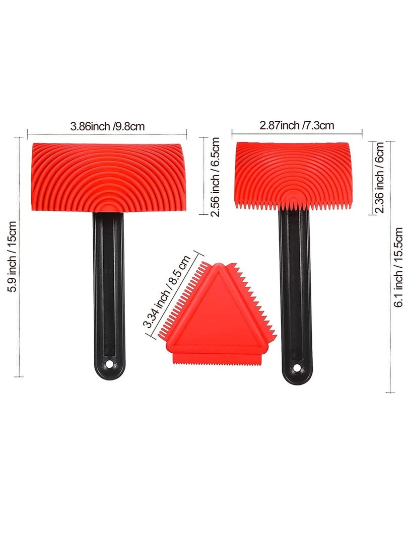 SYOSI Set Of 3 Wood Graining Set Graining Tool Set Diy Grain Painting Tool Wood Graining Painting Tool Set Rubber Empaistic Wood Texture Grain Tool For Household Wall Room Art Paint Decoration - Image 4